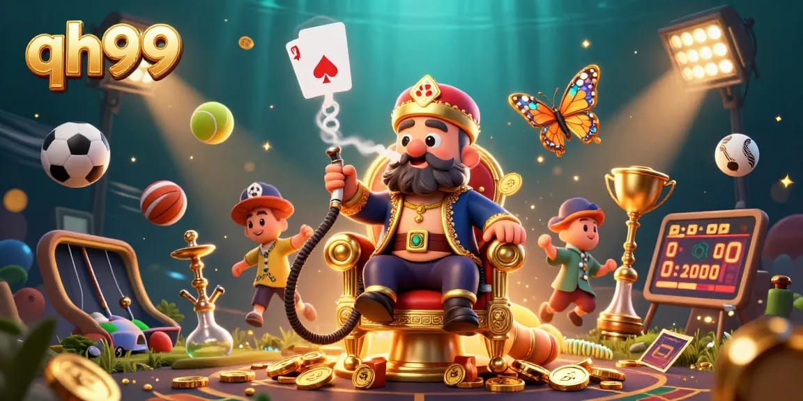 Experience thrilling bets at qh99 with the caterpillar master of games in a vibrant casino scene.
