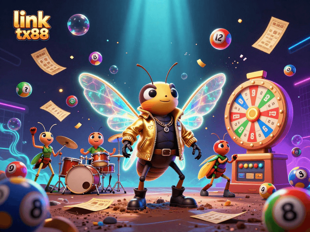 Enter the thrilling world of link tx88 lottery with a vibrant 3D illustration showcasing excitement and winnings.