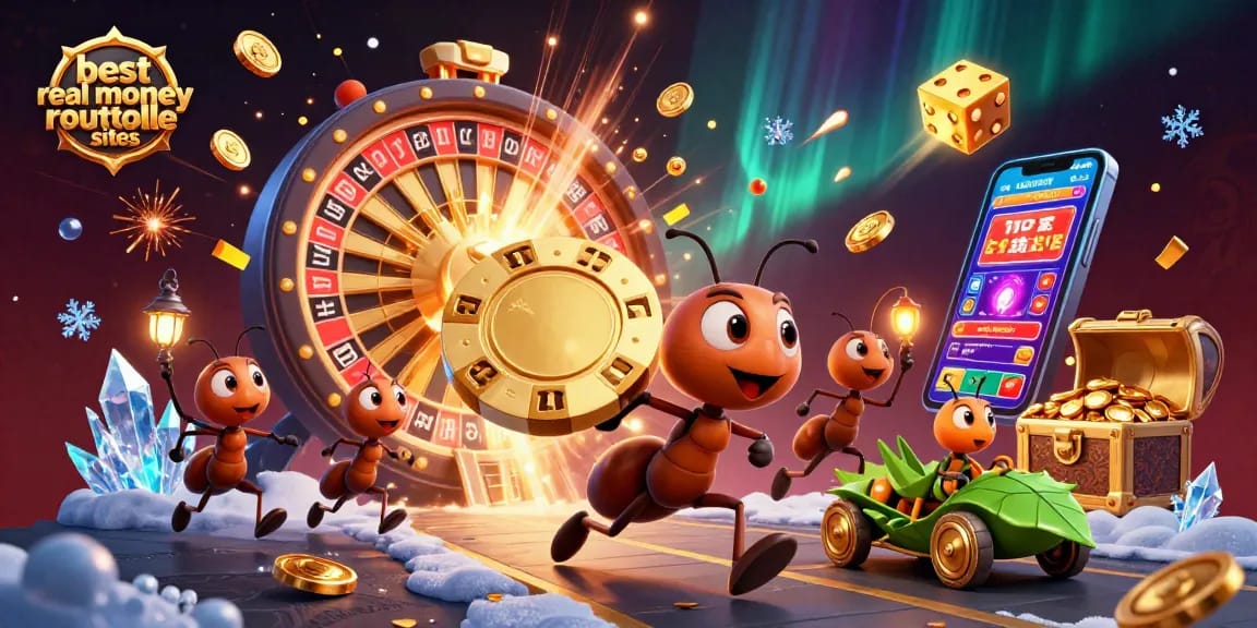 Experience exciting action at the best real money roulette sites with a playful heist illustration.