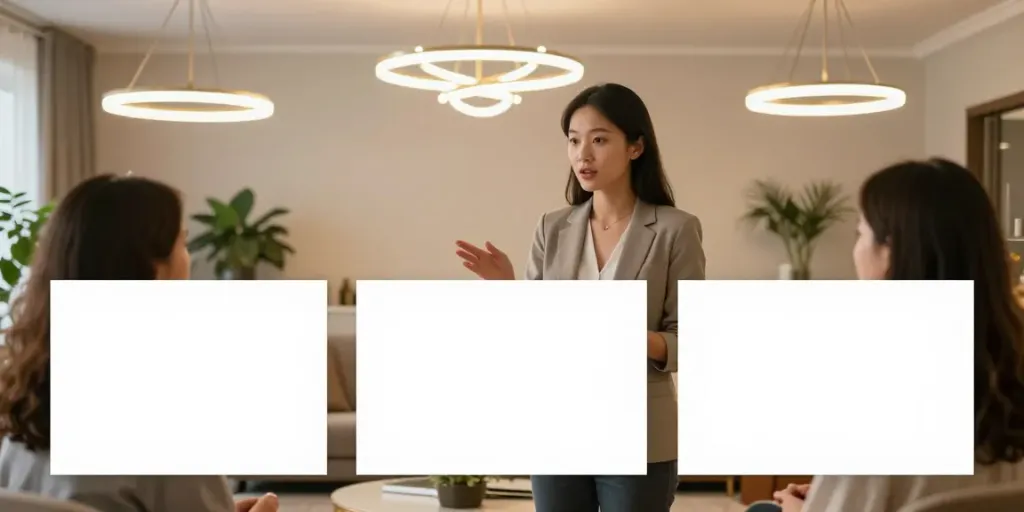 Design interior cu lustra LED într-un spațiu elegant