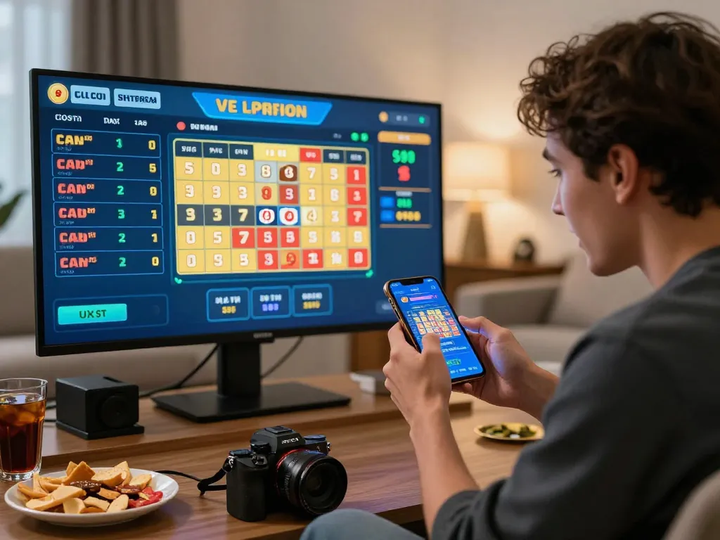 Enthusiastic individual enjoying lô đề online betting on a smartphone.