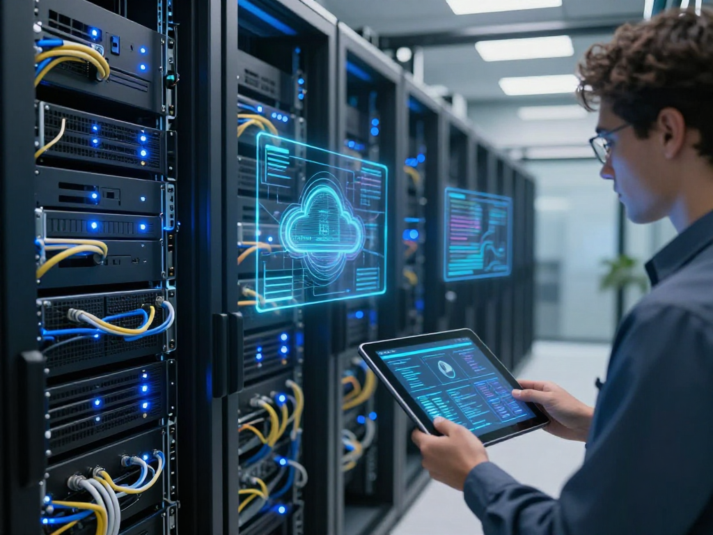 "IPTV subscription reseller in a modern tech environment with cloud computing solutions and cybersecurity systems."