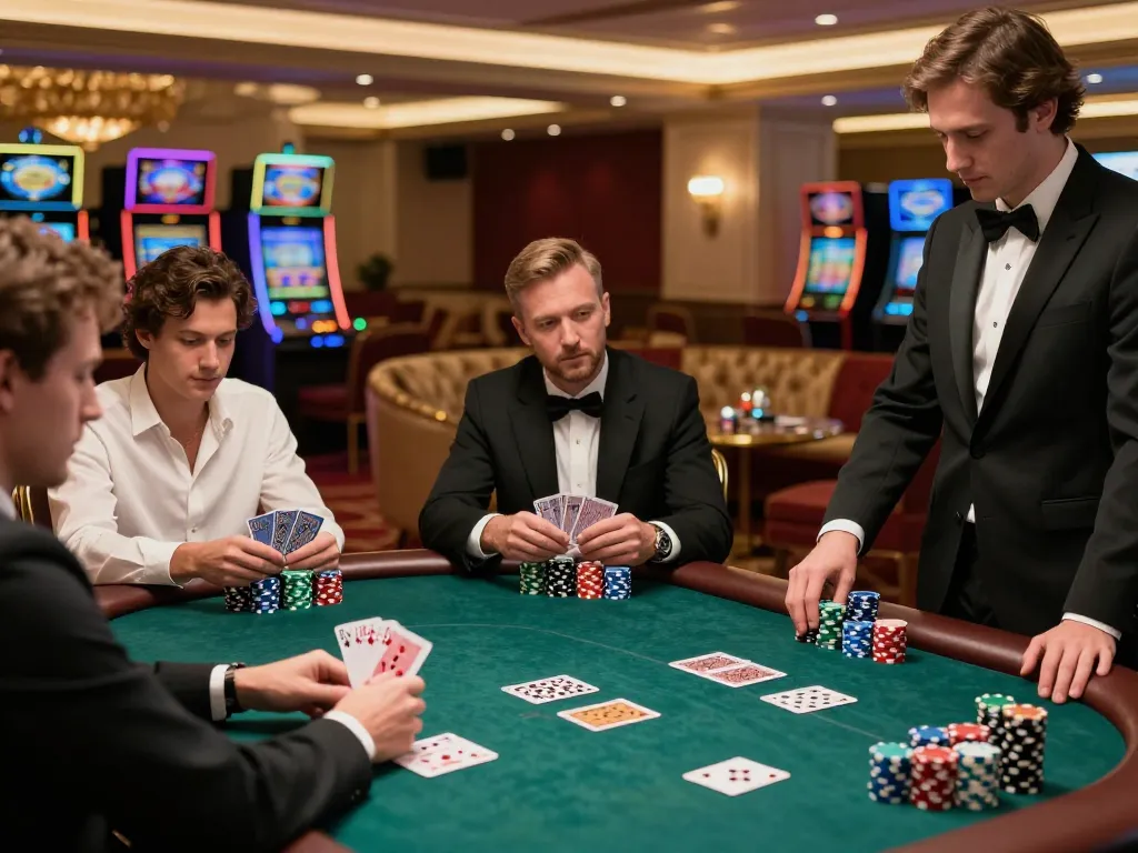 Experience a thrilling poker game at the upscale casino with strategic plays around gk888.
