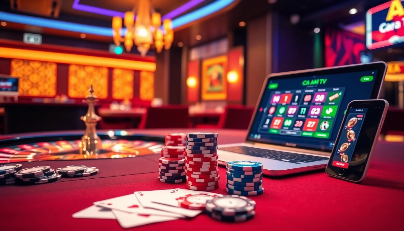 Catching the thrill of gambling at ca khia tv with casino chips and vibrant poker action