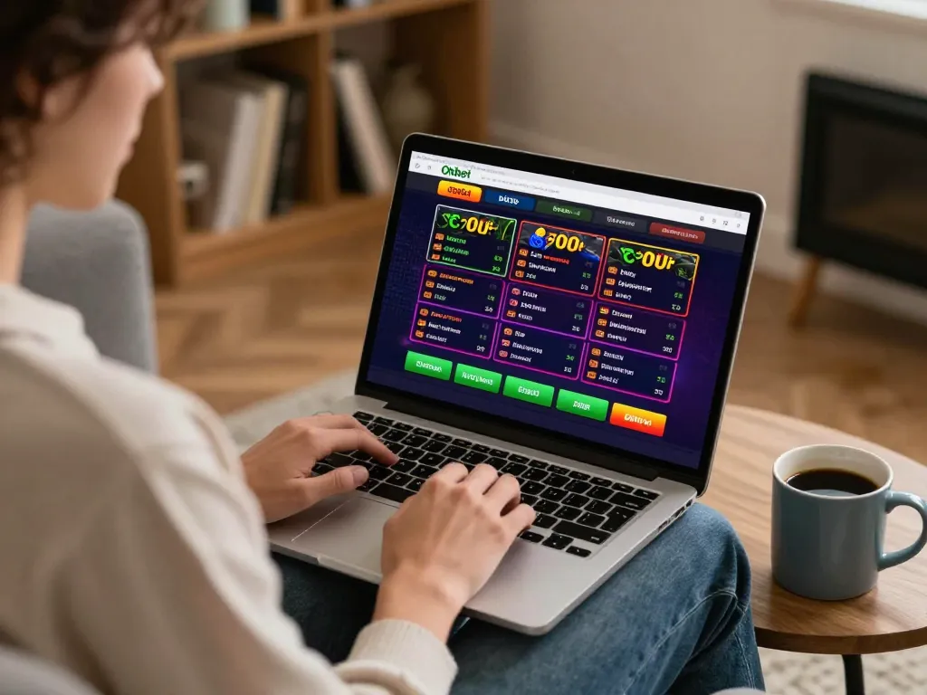 Engaging in sports betting on Oxbet with a laptop at home, showcasing a cozy atmosphere.