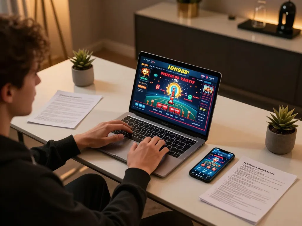 Person engaging in online gaming at DH88, emphasizing strategic gameplay and immersive experience.
