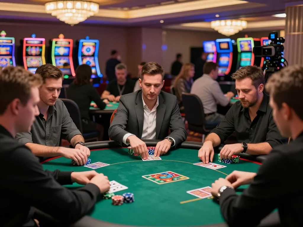 Experience high-stakes poker gameplay featuring DA88 chips and players during an intense tournament