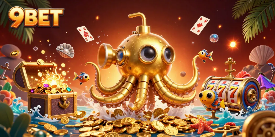 Experience thrilling games at 9BET with a vibrant display of action-packed casino elements.