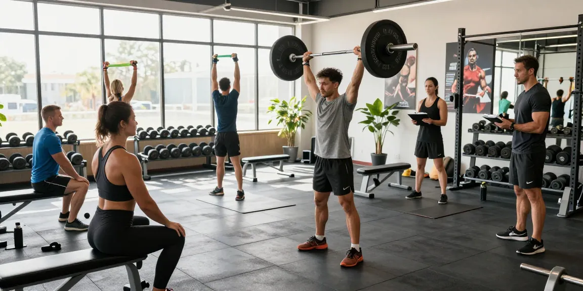 Steroide Boutique showcases bodybuilders training with weights in a modern gym, emphasizing fitness and strength.