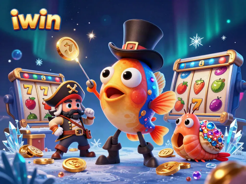 Witness the iwin themed 3D anglerfish and pirate shrimp surrounded by exciting casino elements.