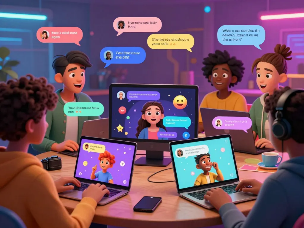 Engaging scene of animated characters in lively NSFW chats showcasing crush ai interaction, vibrant digital interface in a playful setting.