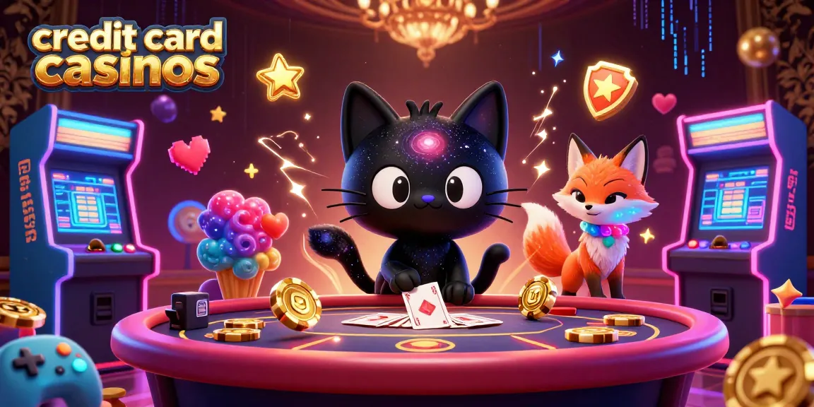 Engage with credit card casinos using vibrant characters, cosmic elements, and arcade gaming aesthetics.