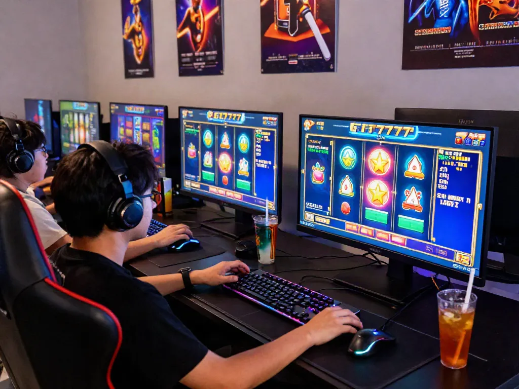 Engaging player enjoying an immersive slot777 gaming experience with vibrant graphics and modern setup.