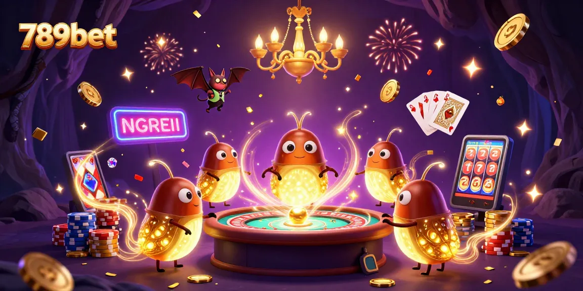 Engage with 789bet at a vibrant cave casino while glowworms light the scene, enhancing the excitement.