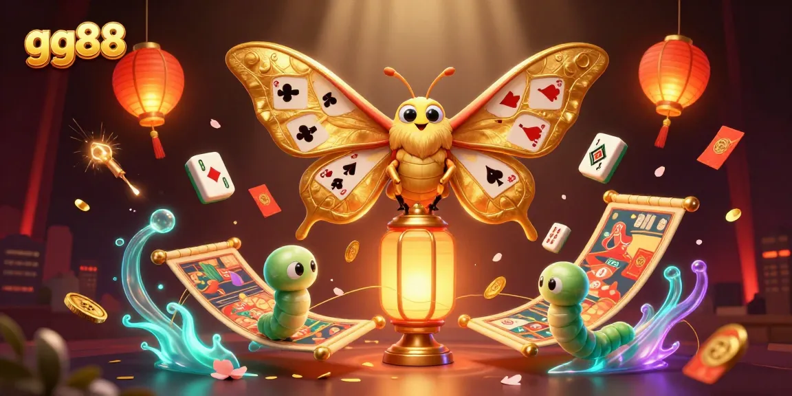 Engage with the thrilling world of gg88 as the 3D atlas moth showcases casino-themed splendor in this vibrant illustration.