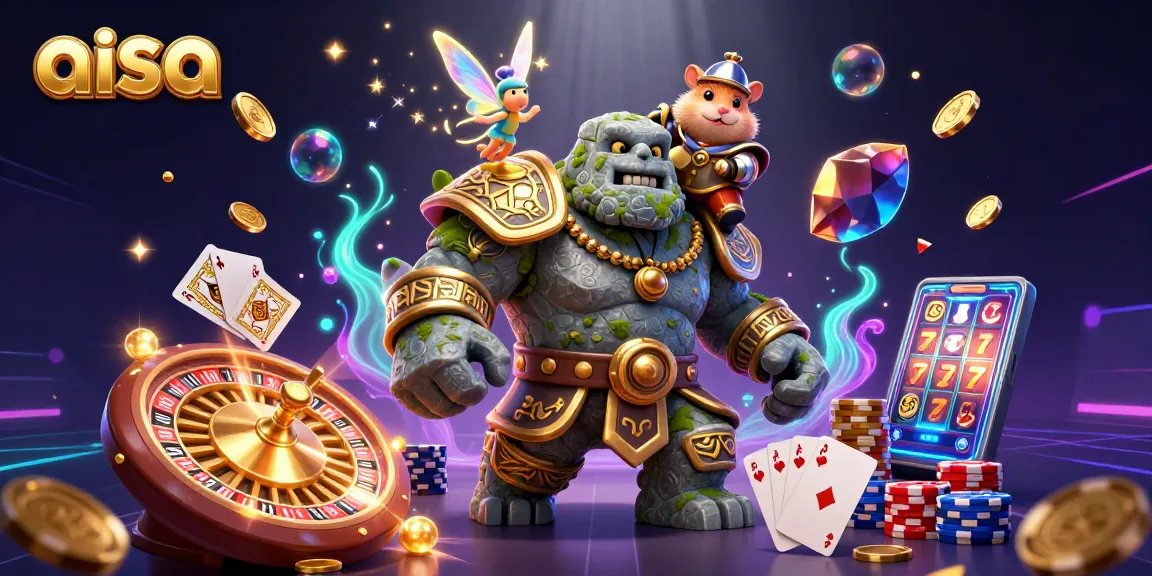 Engage with AISA's vibrant casino world, featuring characters and thrilling game elements!