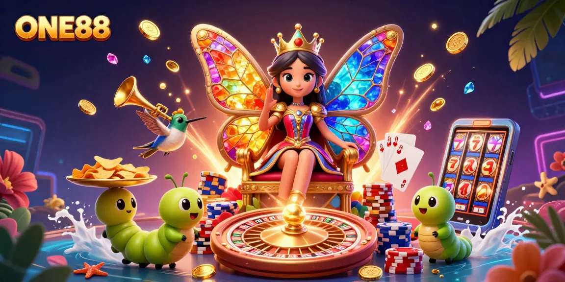 Experience the exhilarating world of ONE88 with vibrant casino illustrations of gaming excitement.